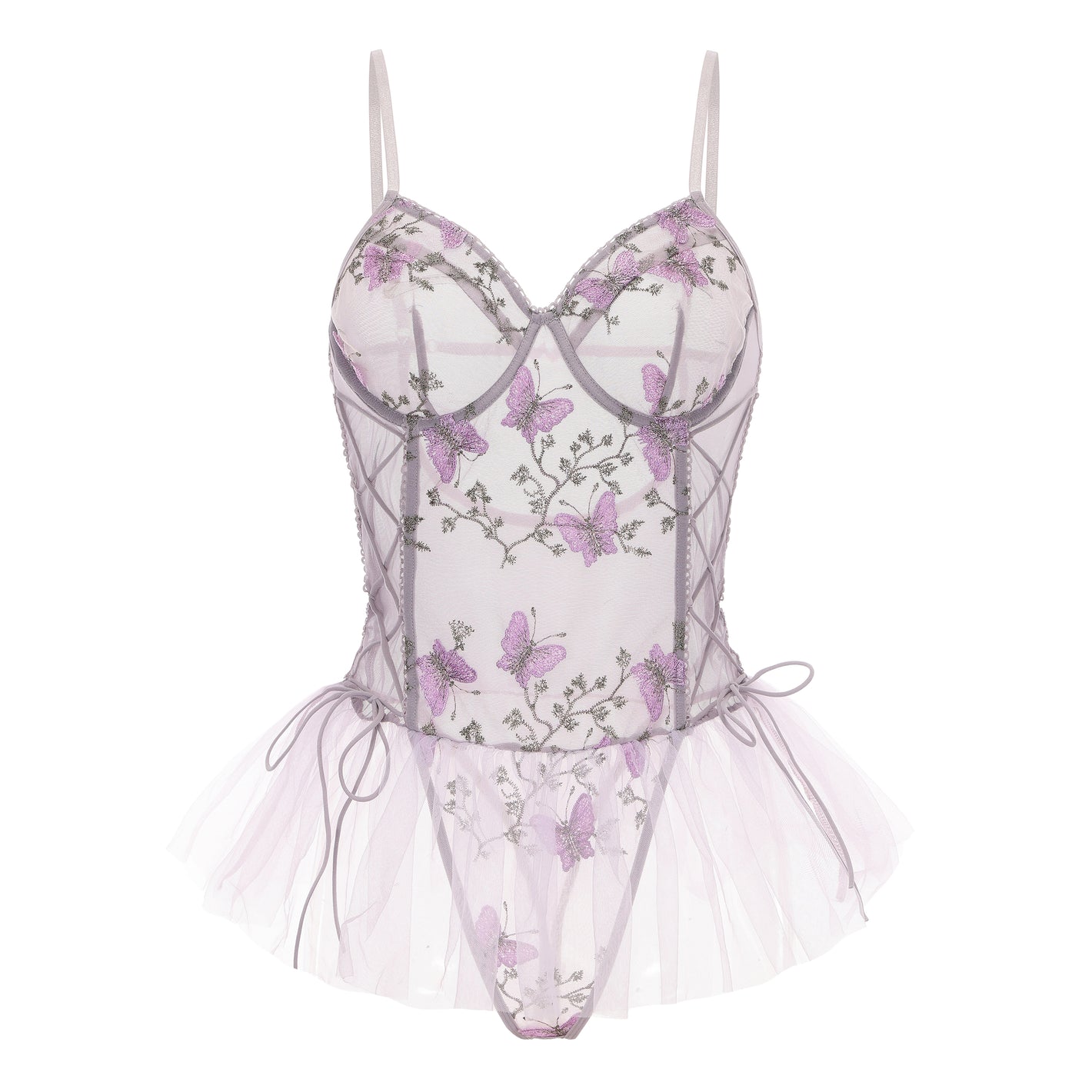 Lavender Tulle Mesh Bodysuit