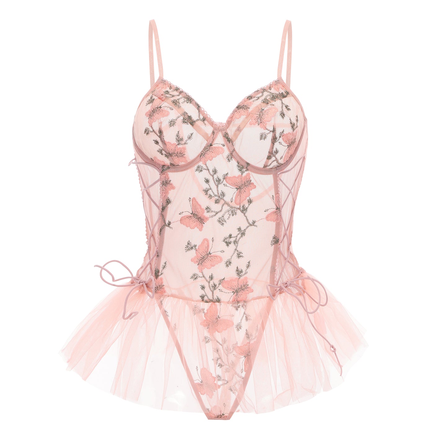 Pink Tulle Mesh Bodysuit