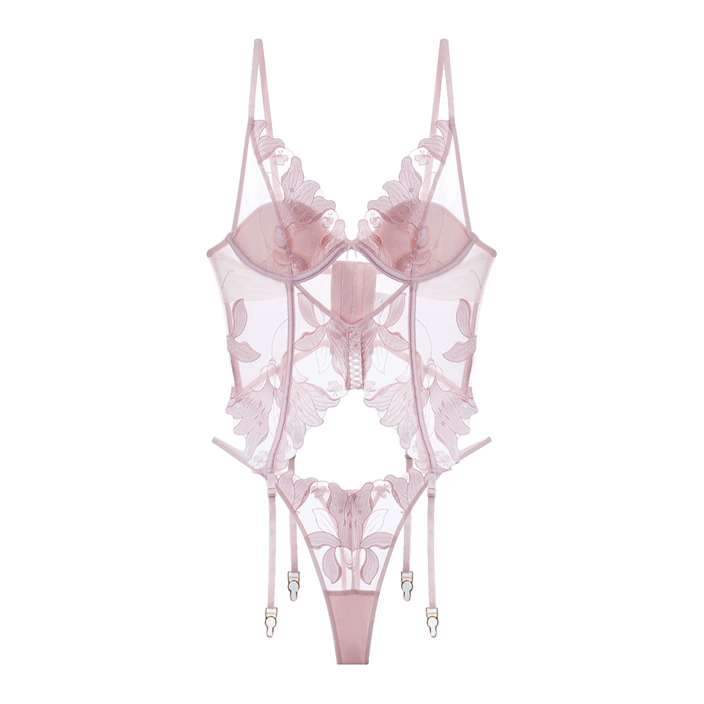 Embroidered Lace Lingerie Set