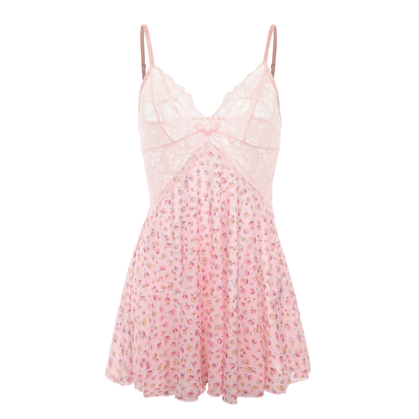 Pink Floral Lace Slip Dress