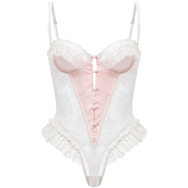 Romantic Pink Lace Bodysuit