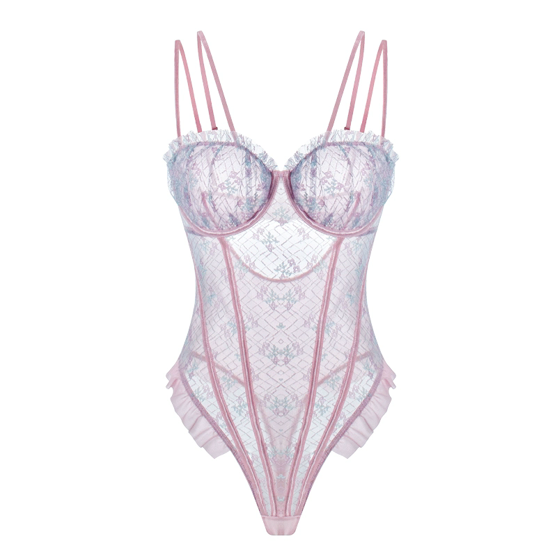 Pink-Blue Lace Bodysuit