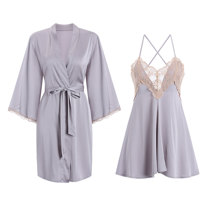Lilac Satin Sleepwear Set