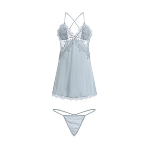 Sky Blue Satin Sleepwear