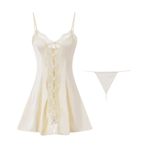 Silky Lace Slip Dress Set