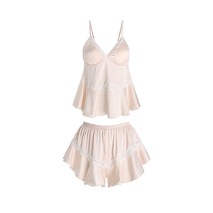 Blush Pink Satin Loungewear Set