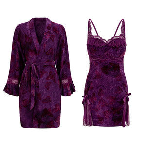 Velvet Flocked Butterfly Sleepwear Set