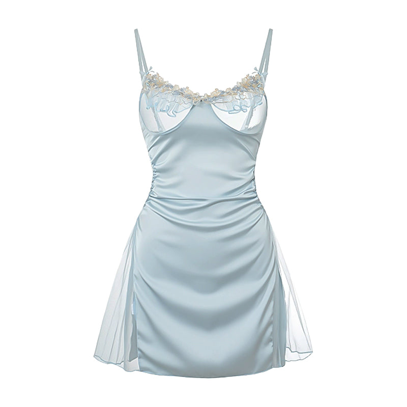 Sheer Ruffle Trim Slip Dress