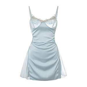 Sheer Ruffle Trim Slip Dress