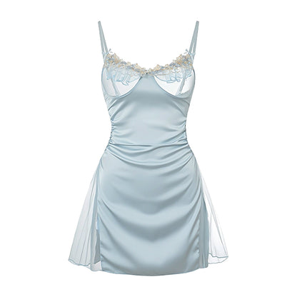 Sheer Ruffle Trim Slip Dress