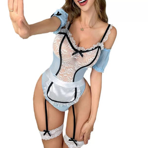 Blue Maid-Inspired Lingerie Set