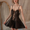 シルキーレーススリップドレスセット - Black