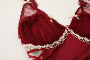 Wine Red Satin Babydoll