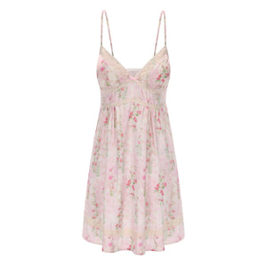 Pink Floral Satin Slip Dress