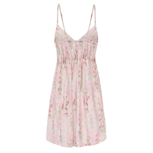 Pink Floral Satin Slip Dress