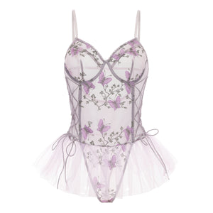 Lavender Tulle Mesh Bodysuit