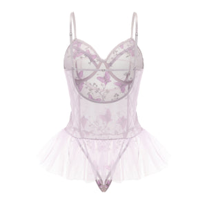 Lavender Tulle Mesh Bodysuit