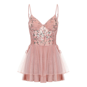 Blush Pink Embroidered Sleepwear Set