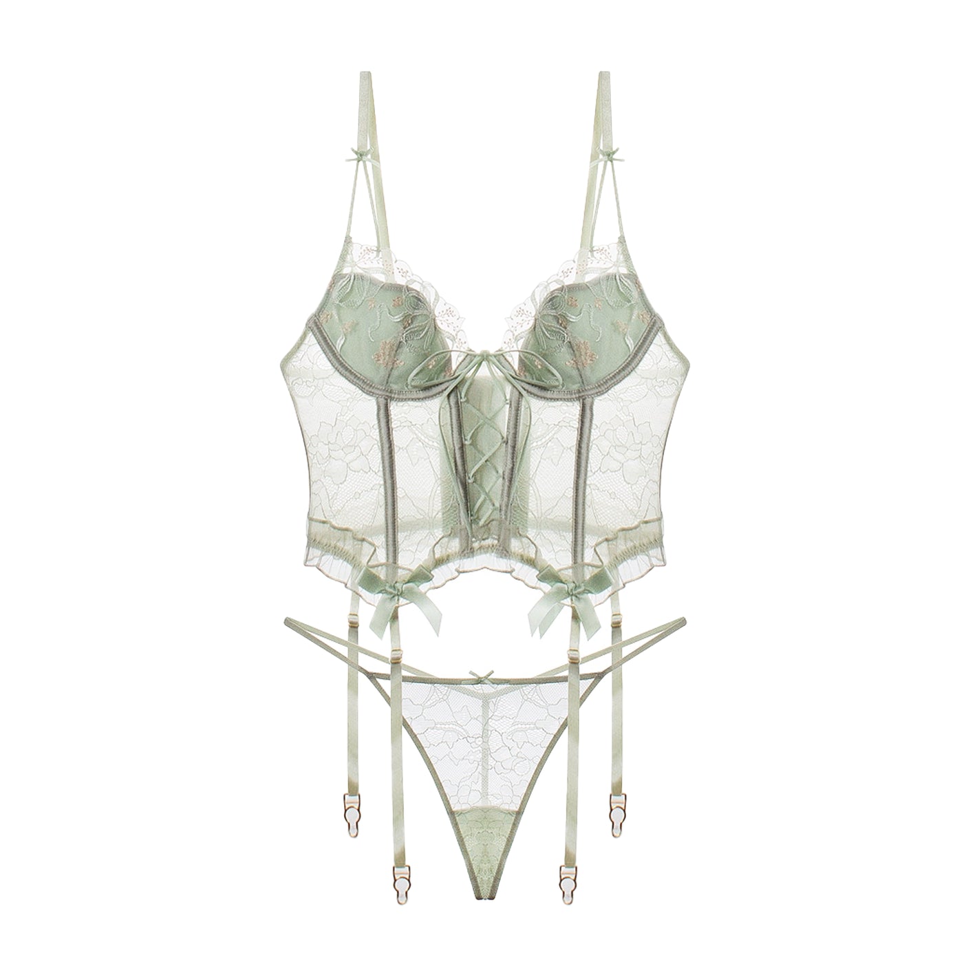 Sage Green Lace Lingerie Set