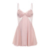 Backless Lace Panel Satin Slip Dress - Pink