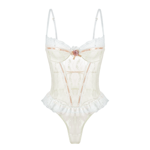 Elegant Lace Bodysuit with Floral Detail