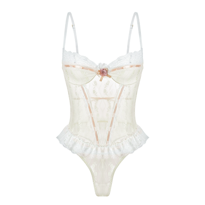 Elegant Lace Bodysuit with Floral Detail
