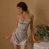 Sheer Ruffle Trim Slip Dress - Blue