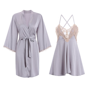 Lilac Satin Sleepwear Set