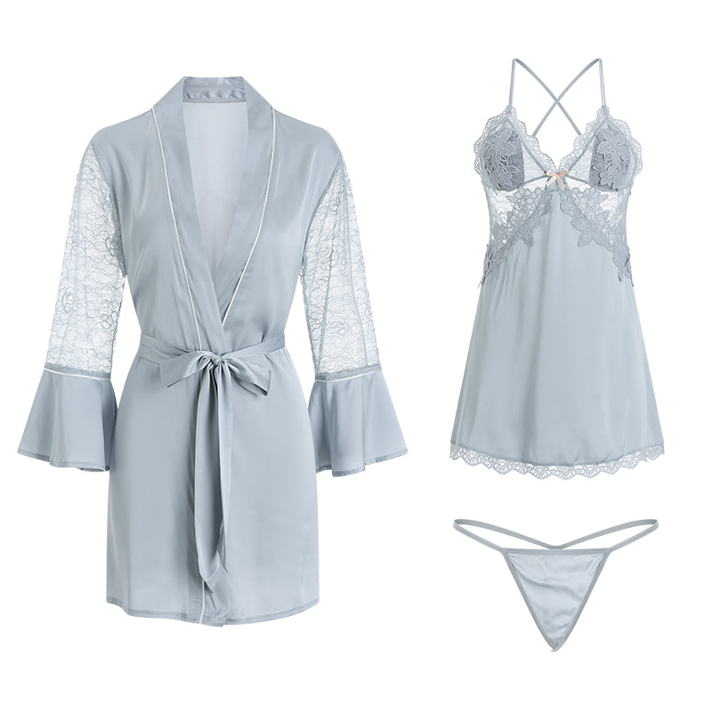 Sky Blue Satin Sleepwear