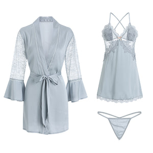Sky Blue Satin Sleepwear