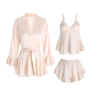 Blush Pink Satin Loungewear Set